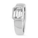 1.5 Emerald Cut High Quality Cubic Zirconia Solitaire Ring in Bezel 14K White Gold