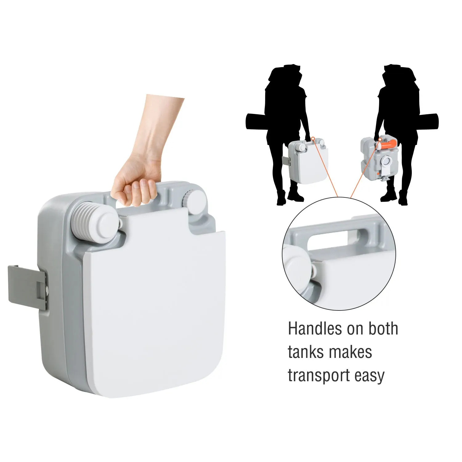 20L Outdoor Camping Portable Toilet - Grey