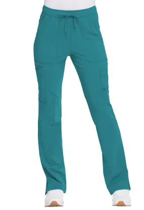 Advance Solid Tonal Twist Mid Rise Boot Cut Drawstring Scrub Pant Teal Blue XS DK200