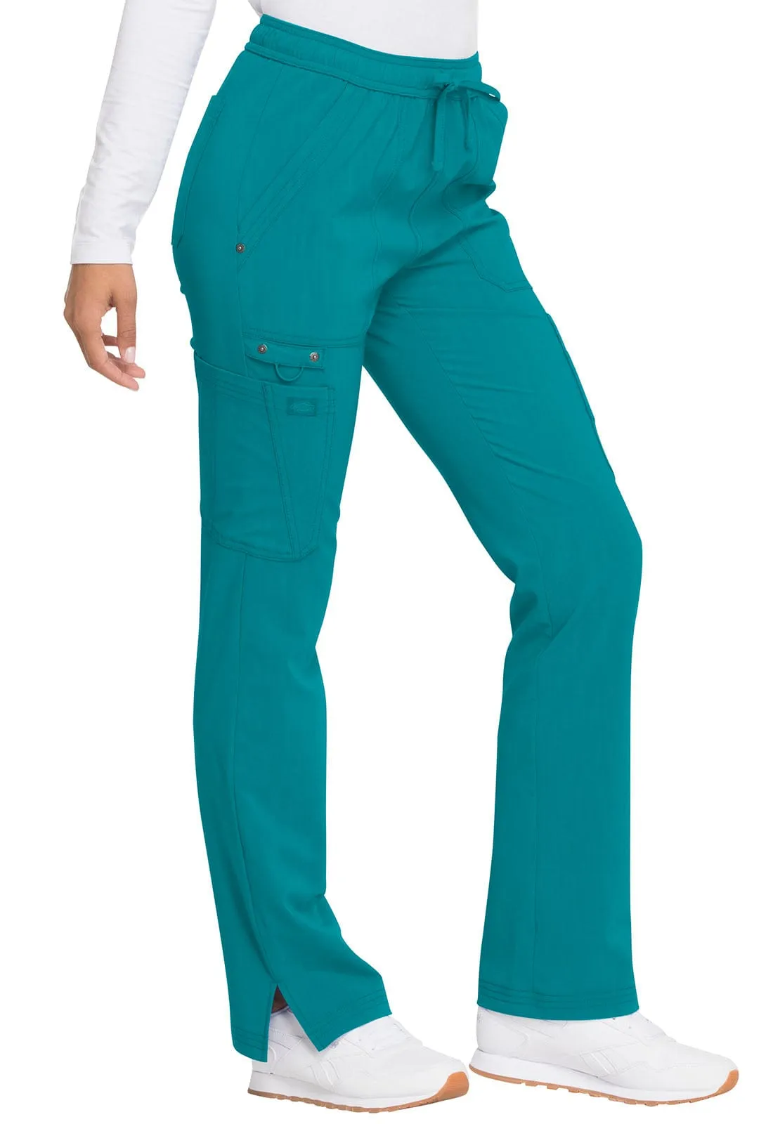 Advance Solid Tonal Twist Mid Rise Boot Cut Drawstring Scrub Pant Teal Blue XS DK200