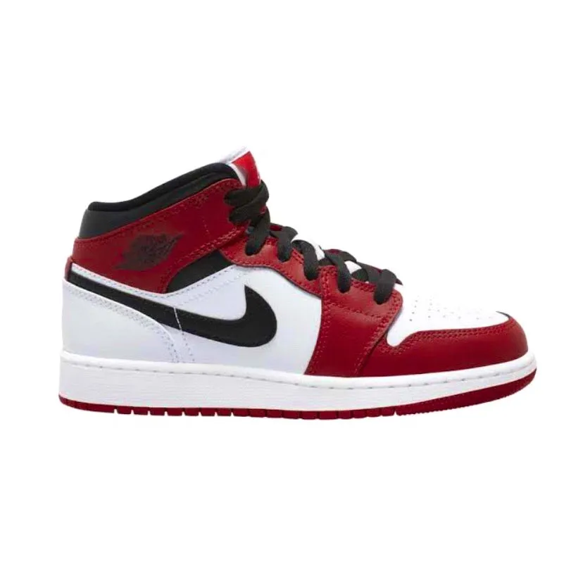 Air Jordan 1 Mid GS Chicago White Heel White Gym Red Black