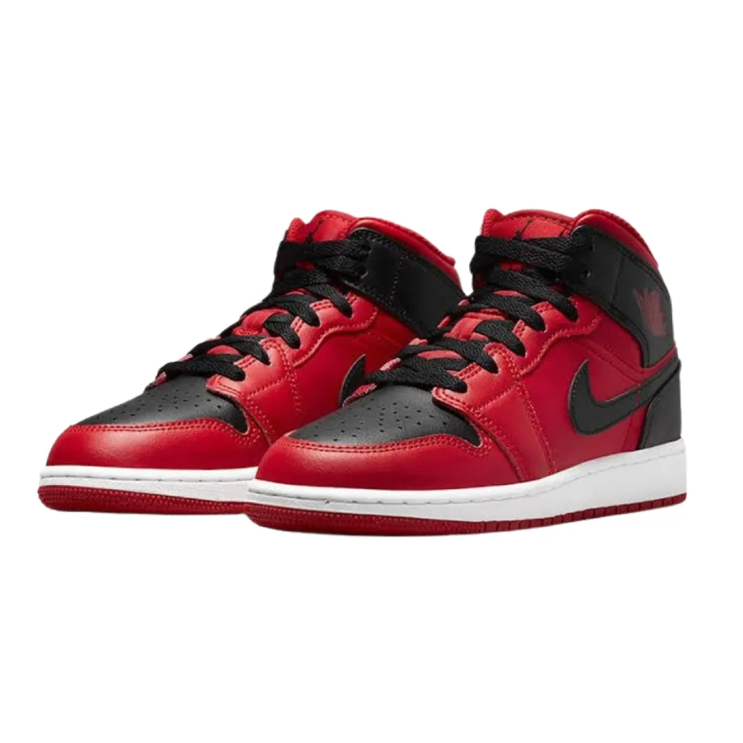 Air Jordan 1 Mid Reverse Bred Black Gym Red White