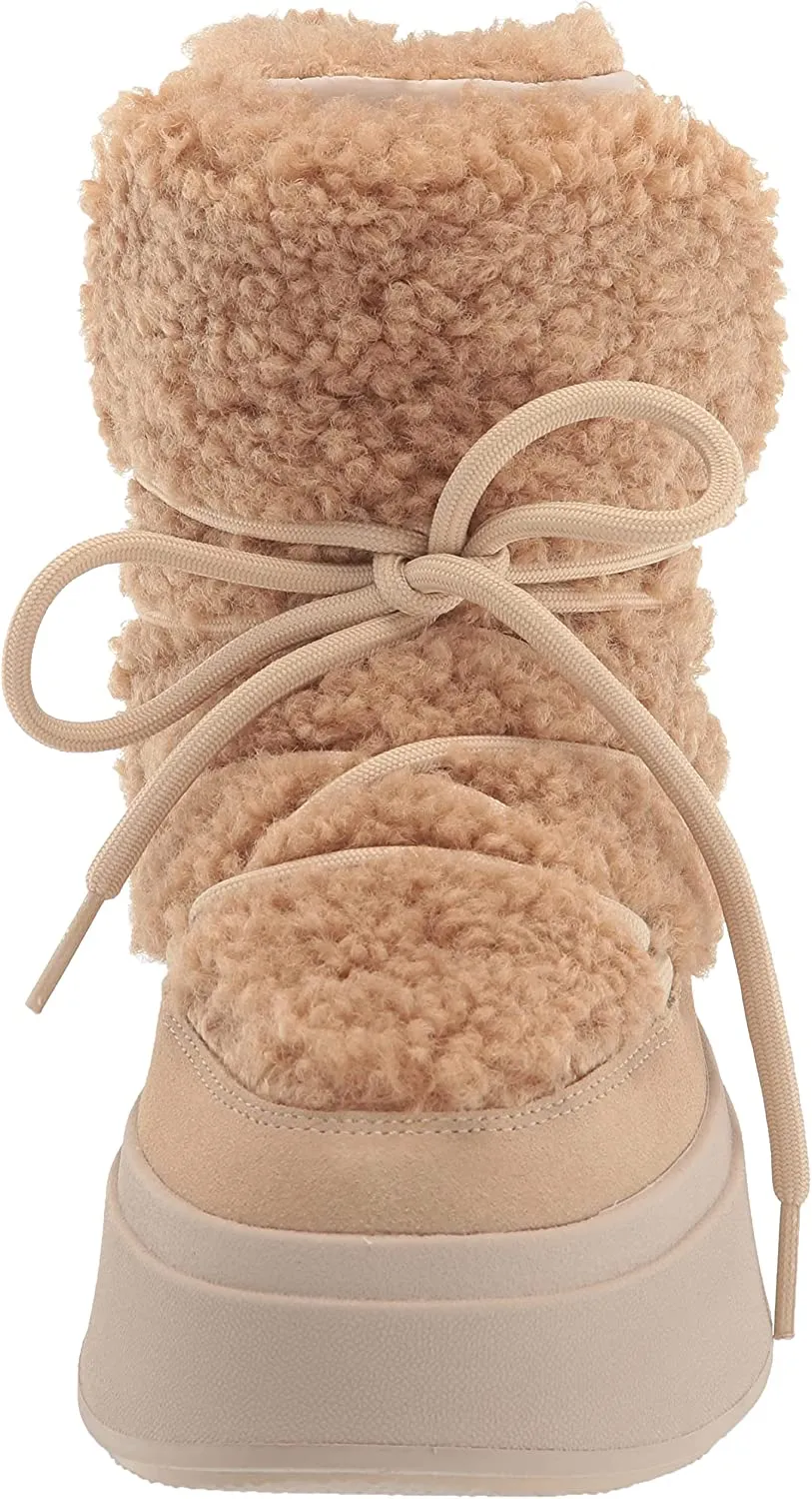 Ash Moboo Eggnug/Biscuit Pull On Ultracozy Fur Detailed Platform Ankle Boots