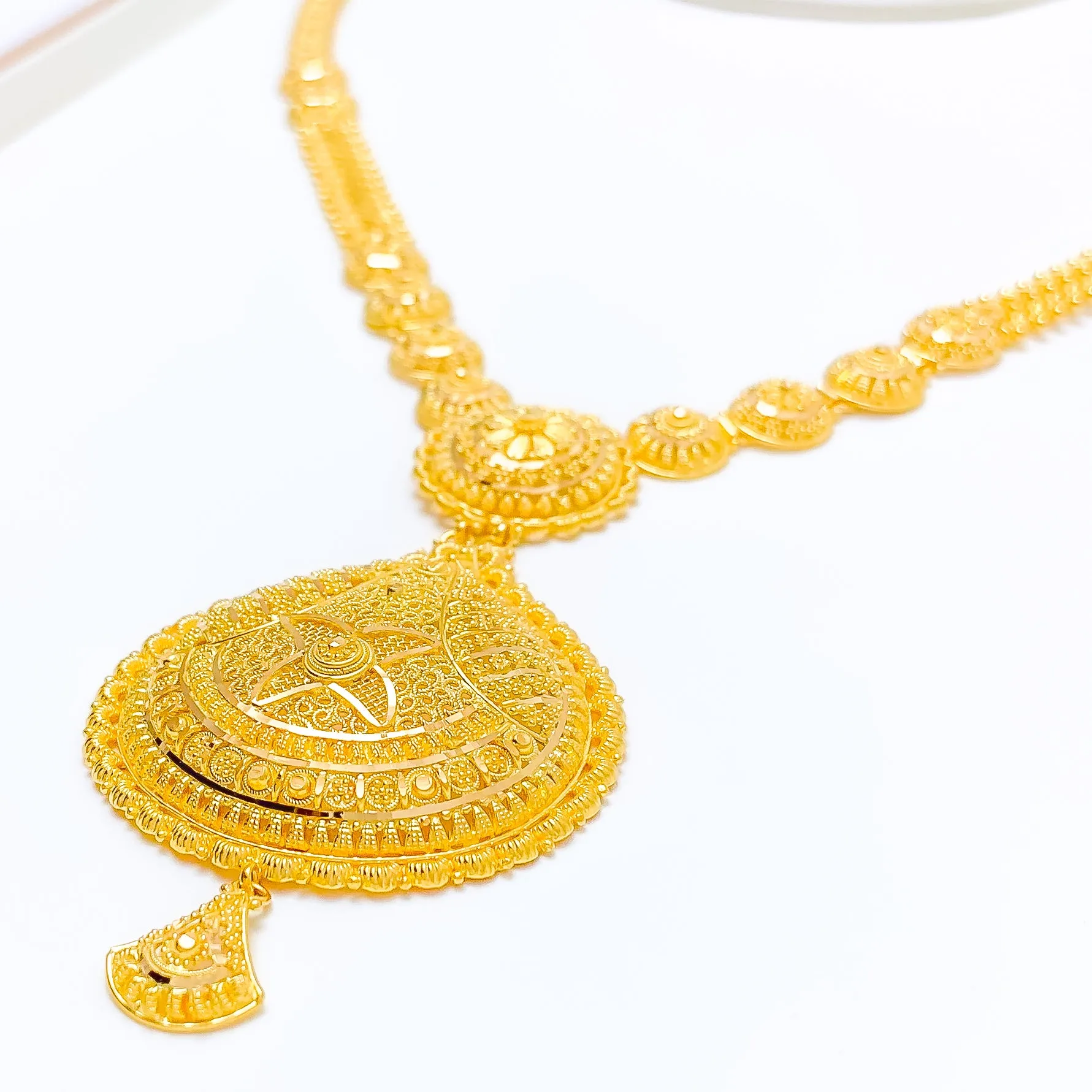 Attractive Filigree Long Drop Necklace Set