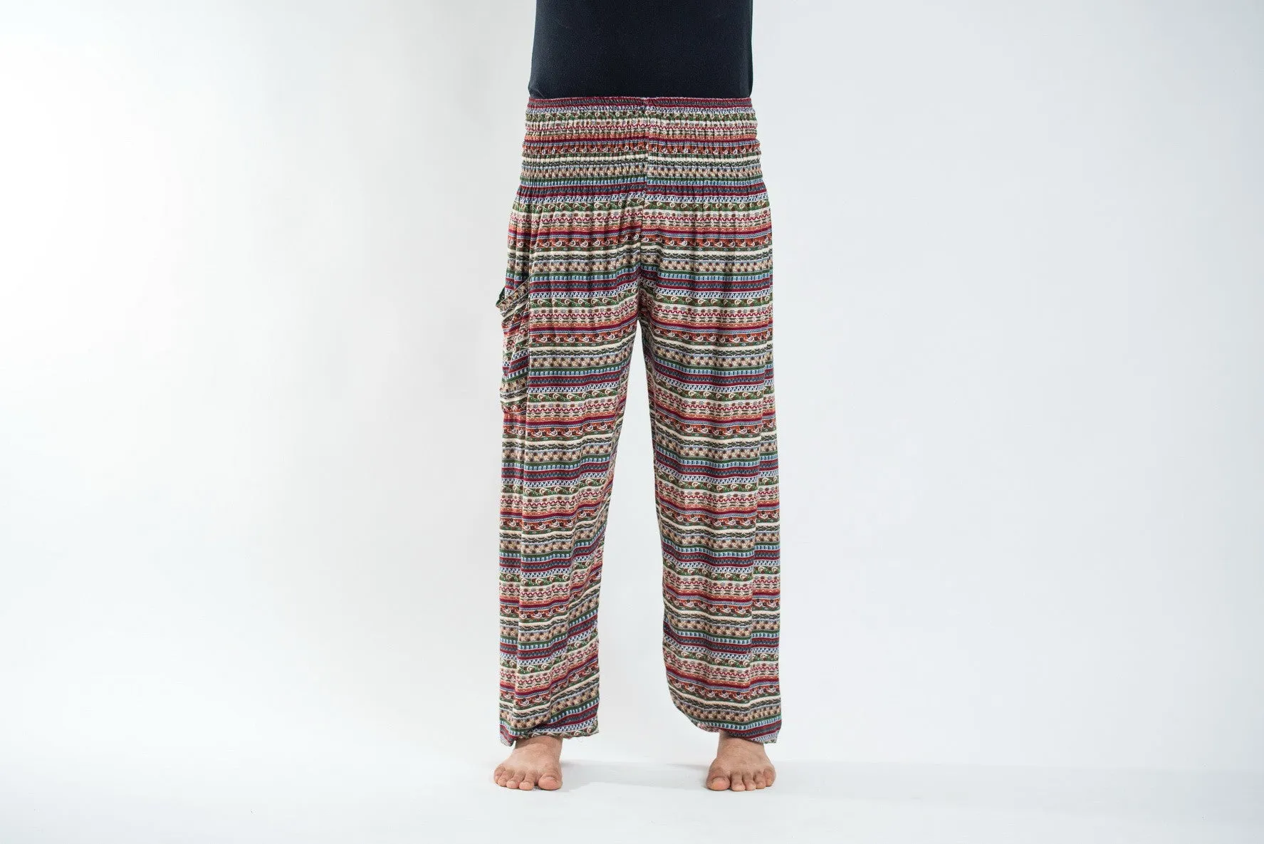 Aztec Stripes Men's Harem Pants in Wine