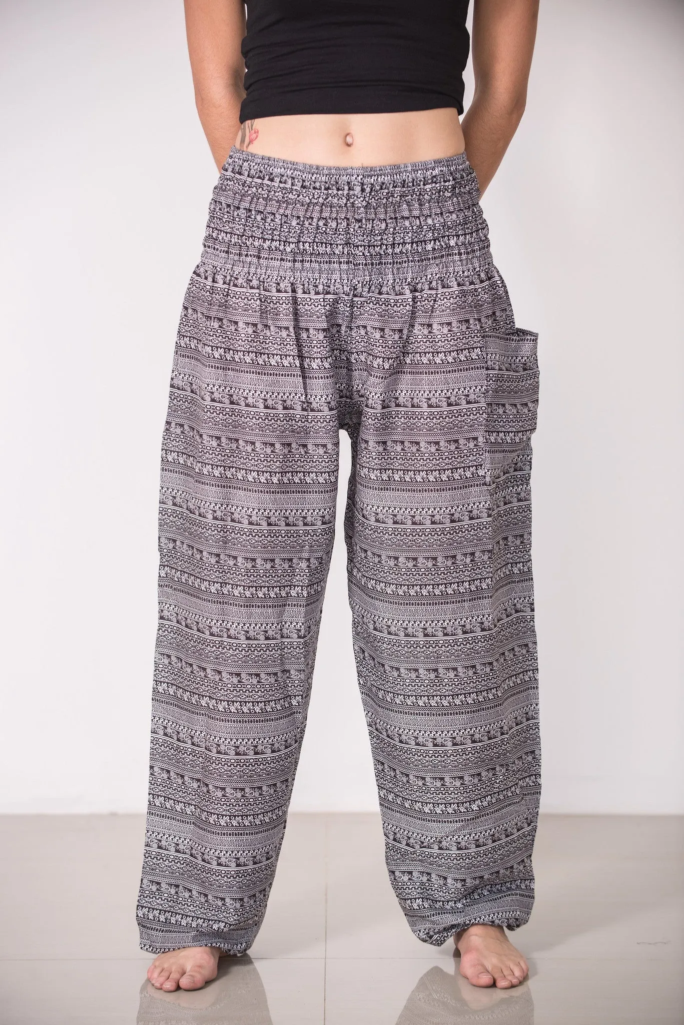 Aztec Stripes Women's Harem Pants in Gray