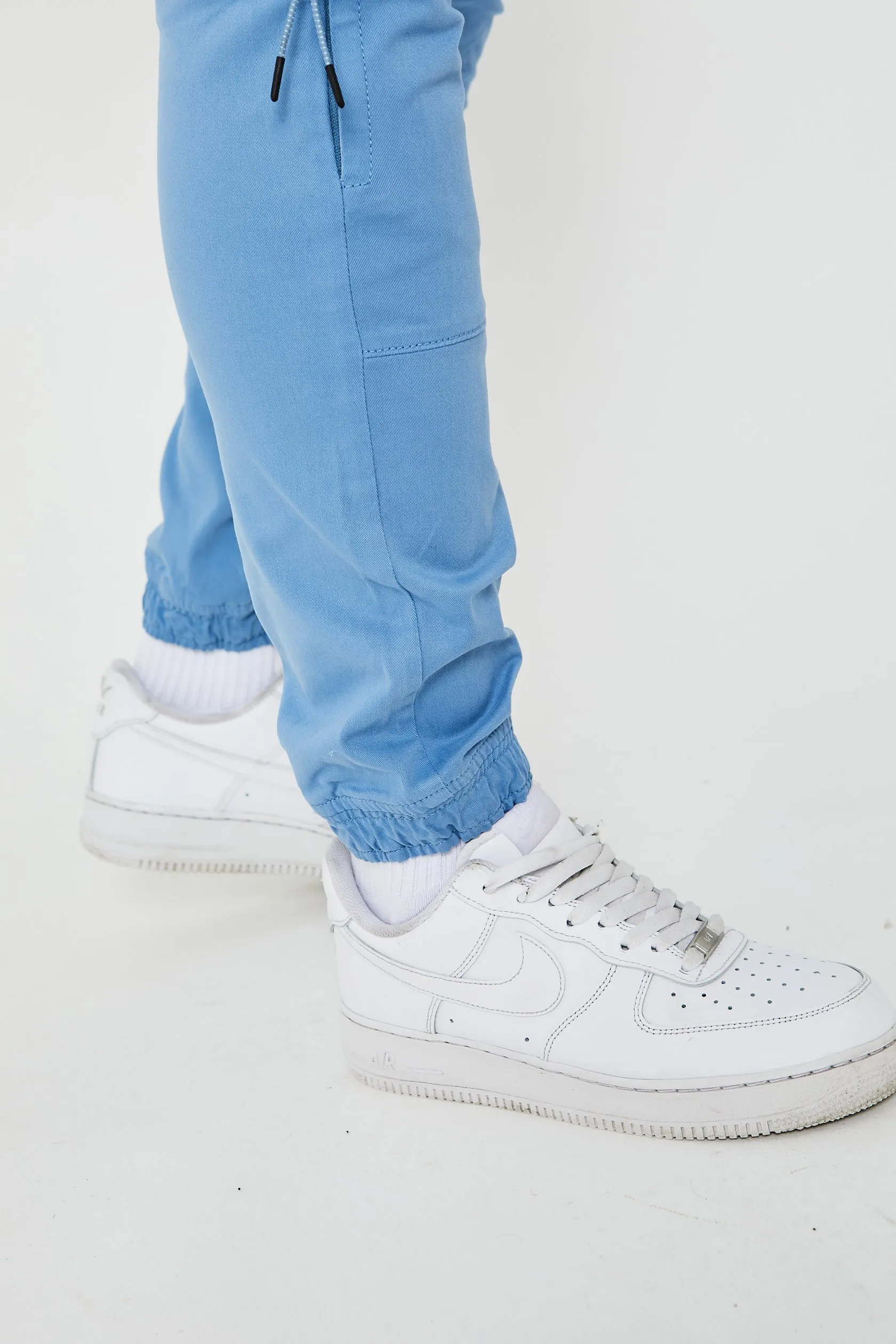 Becklow Tapered Cargo Cotton Joggers - Light Blue