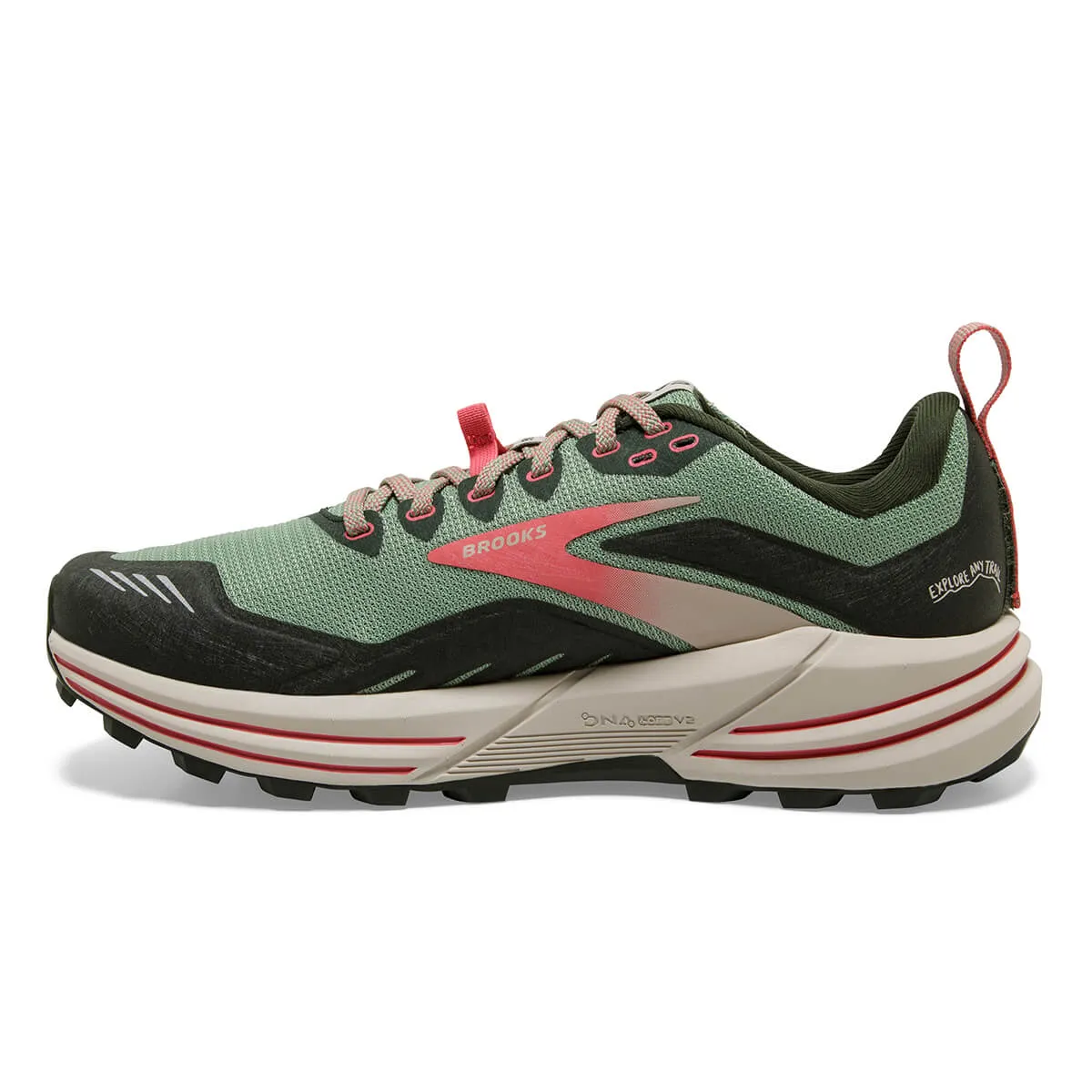 Womens Brooks Cascadia 16 Trail Running Shoes - Basil/Duffel Bag/Coral