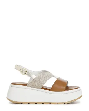 Cafe Noir Gold & Tan Leather Sandal