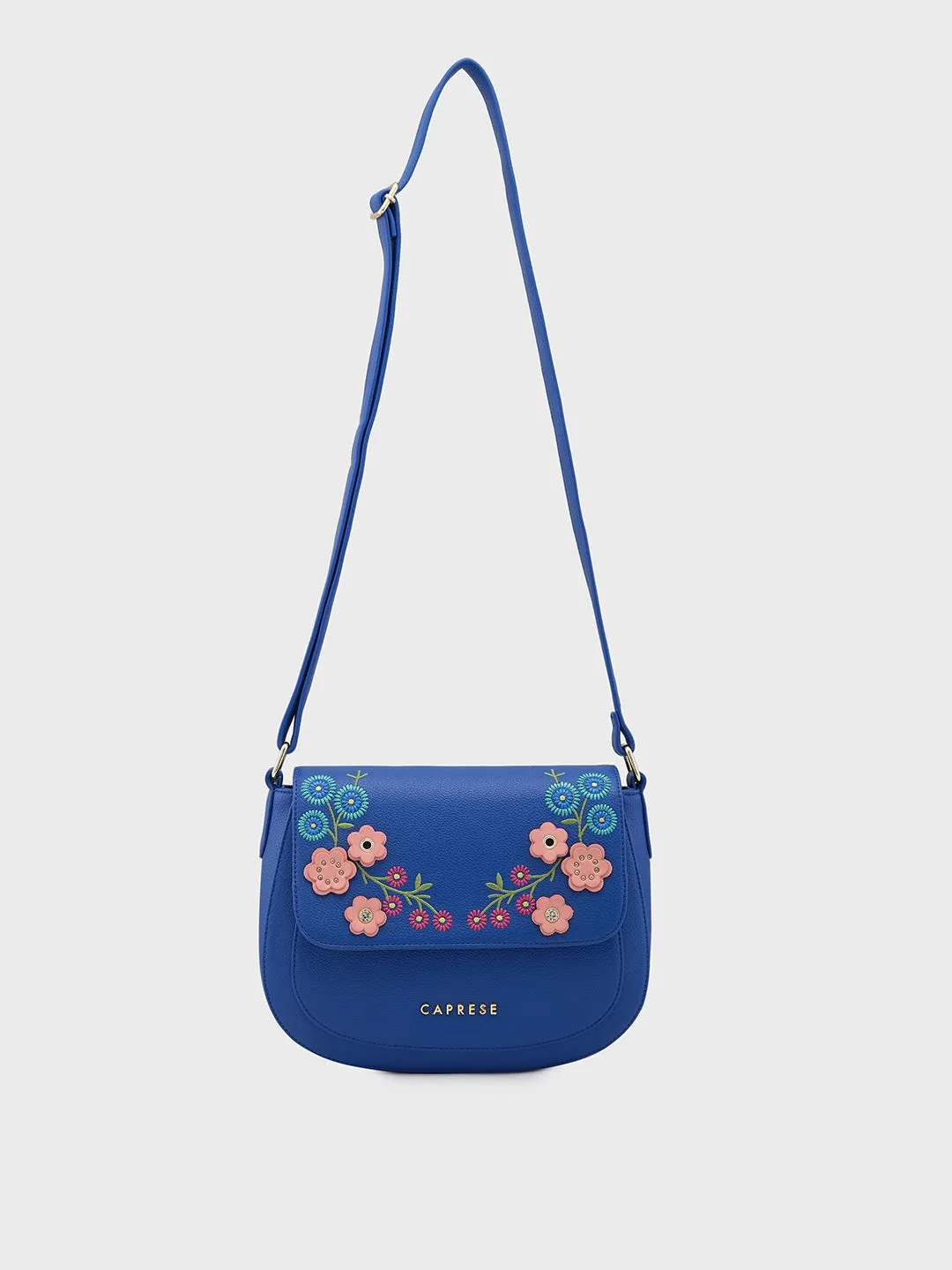 Caprese Erica Sling Medium Embroidered Women'S Stylish Bag Blue