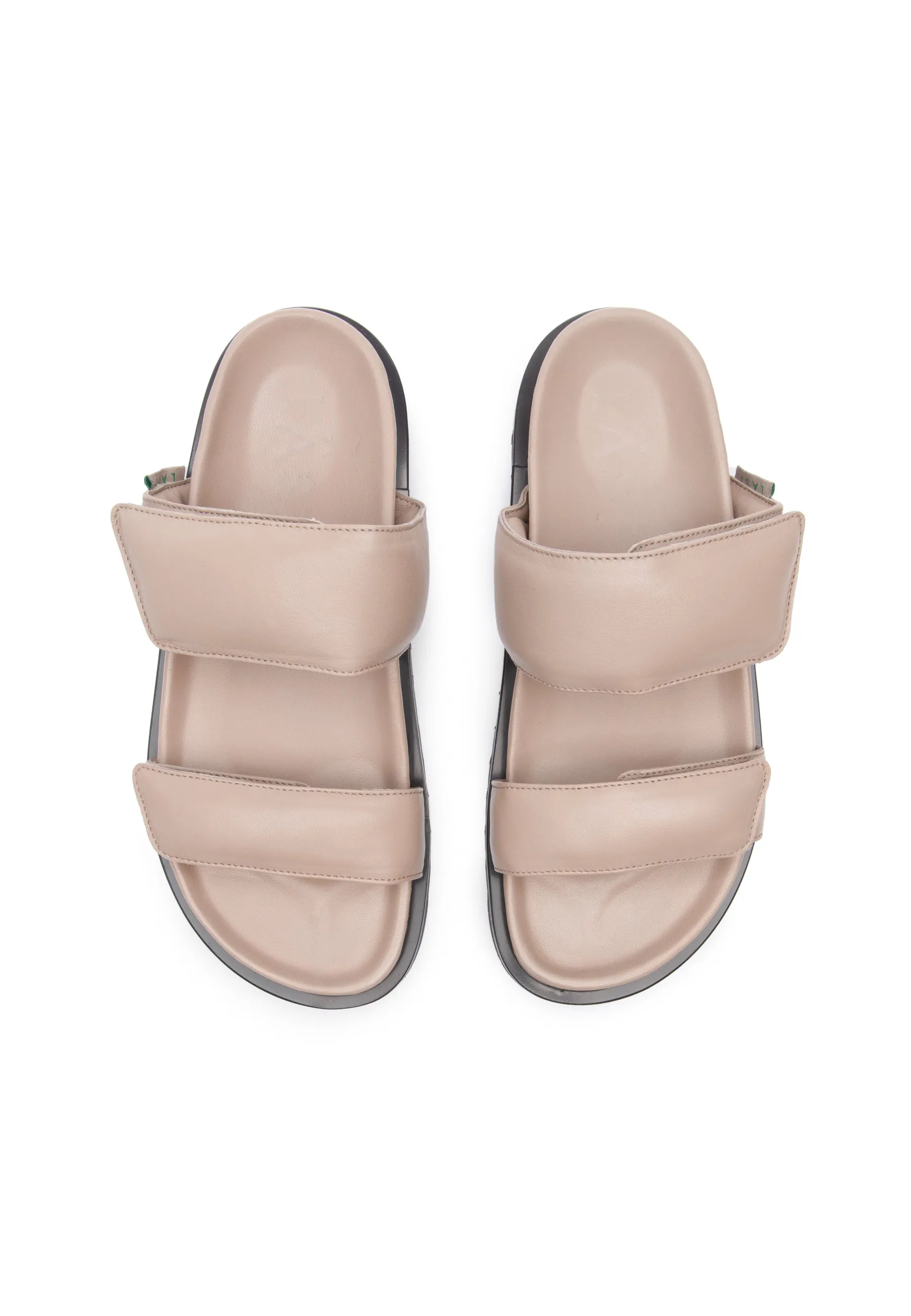 Corine Taupe Leather Puffy Sandals