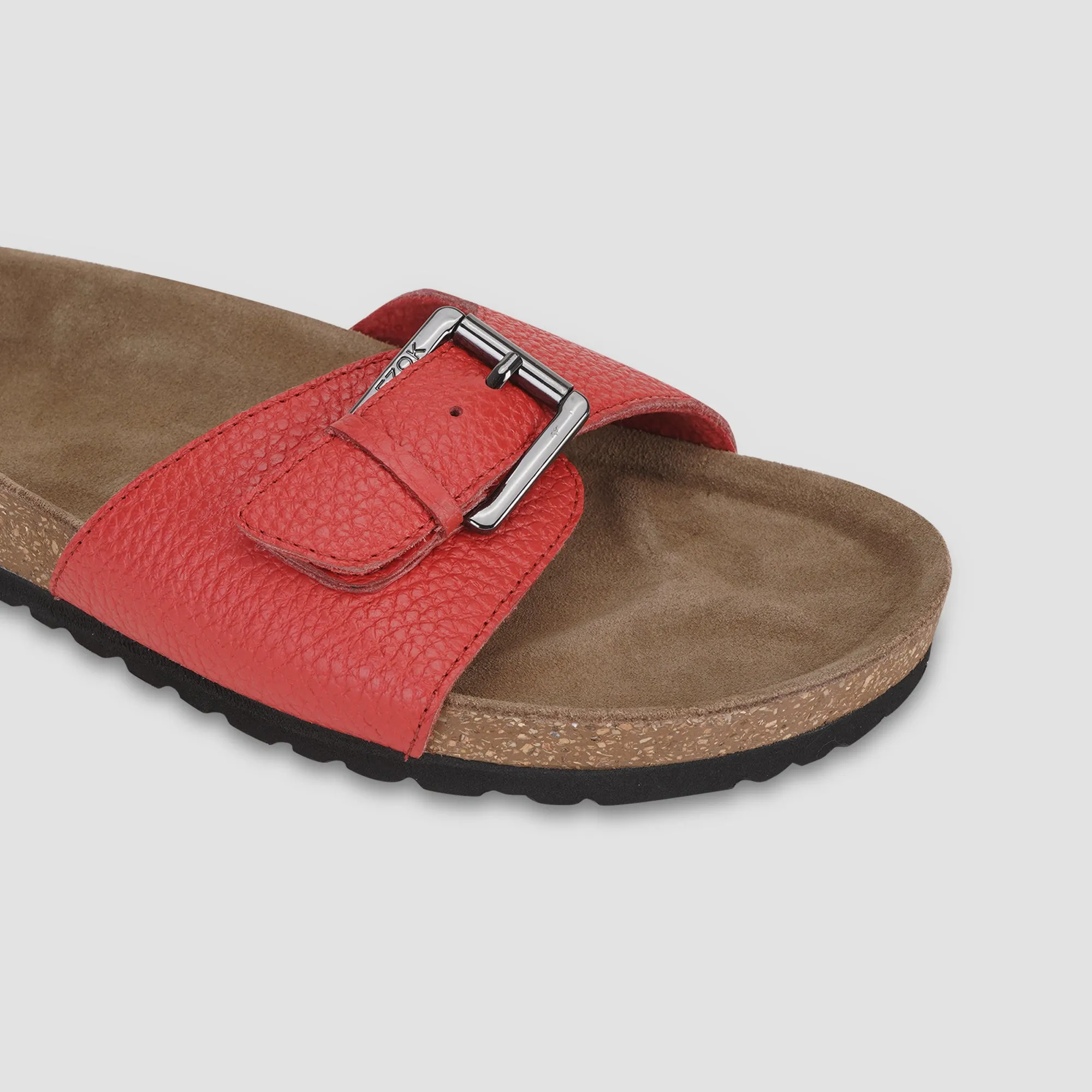 Ezok Red Leather Sandal For Men