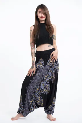 Floral Vines 2-in-1 Jumpsuit Harem Pants in Black