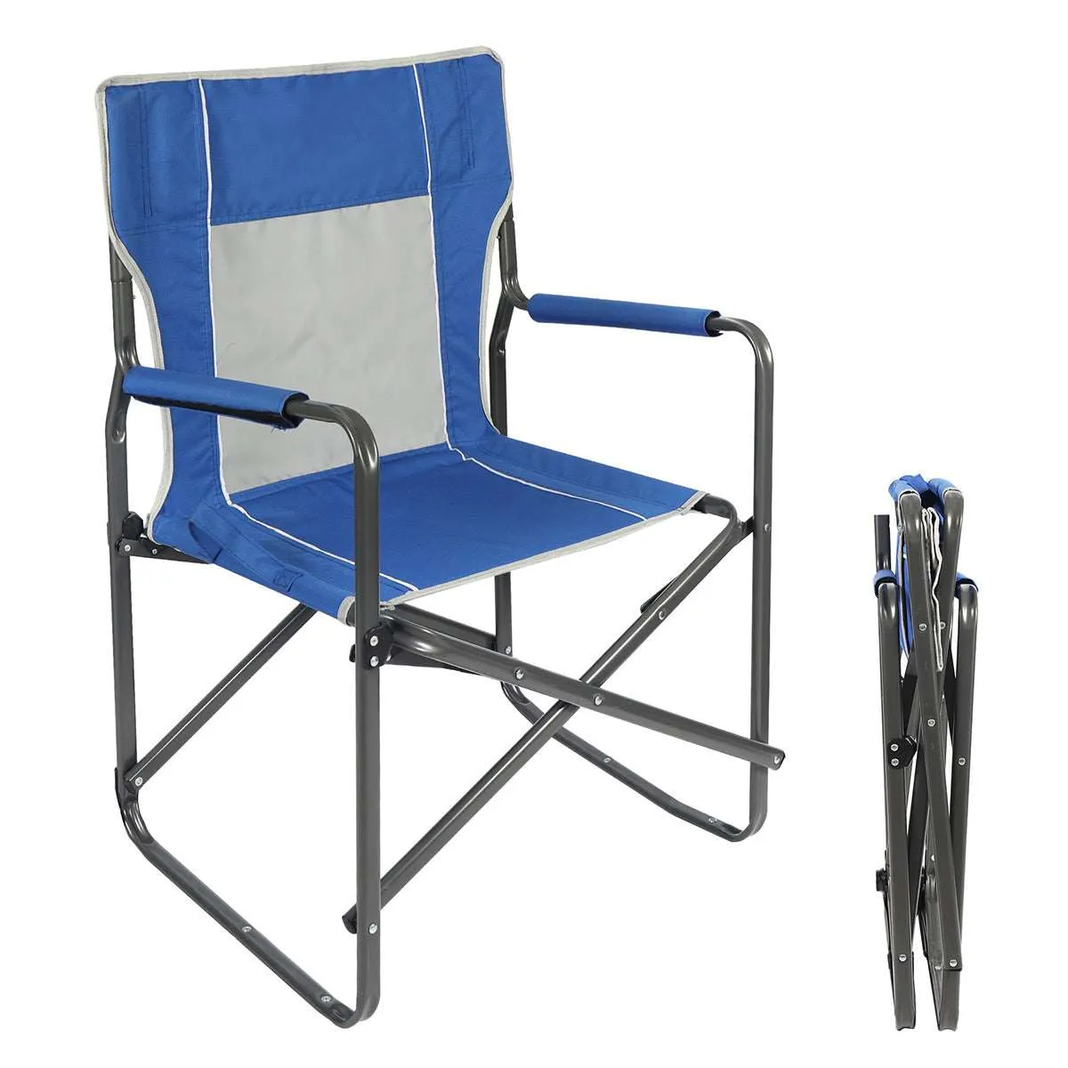 Foldable Camping Director's Chair with Breathable Mesh Back