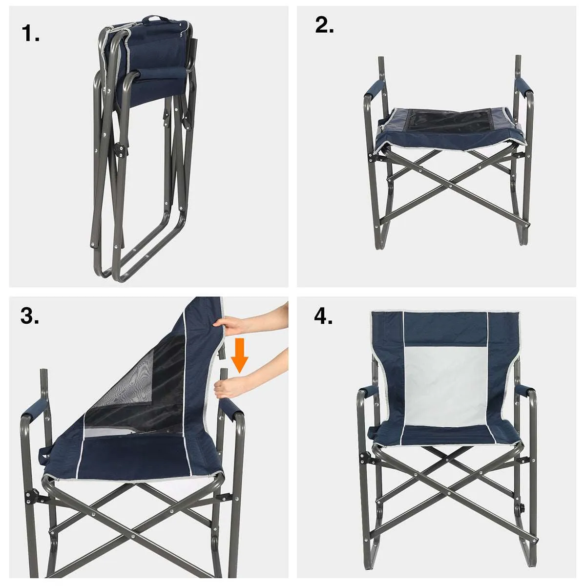 Foldable Camping Director's Chair with Breathable Mesh Back