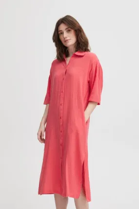 Fransa Cotton Blend Midi Dress Geranium