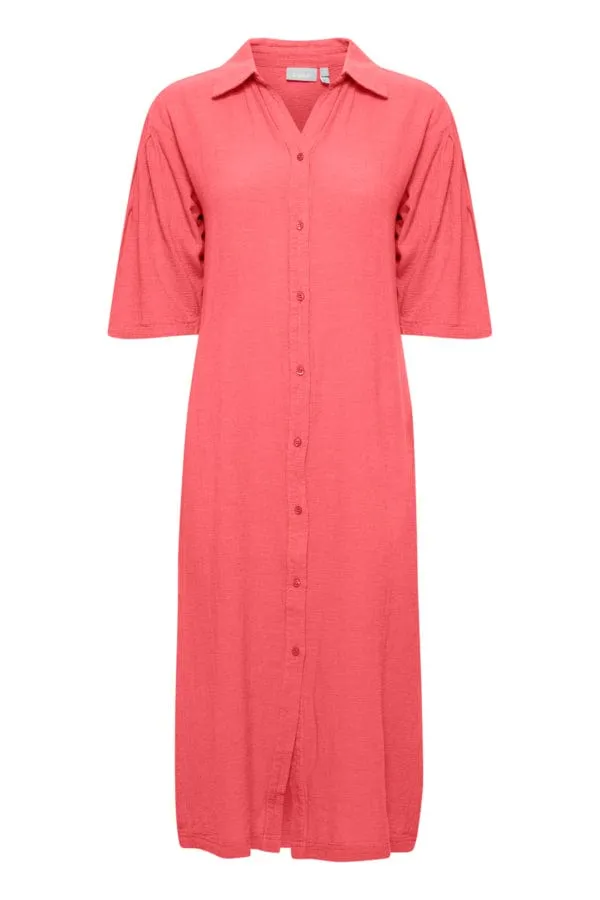 Fransa Cotton Blend Midi Dress Geranium