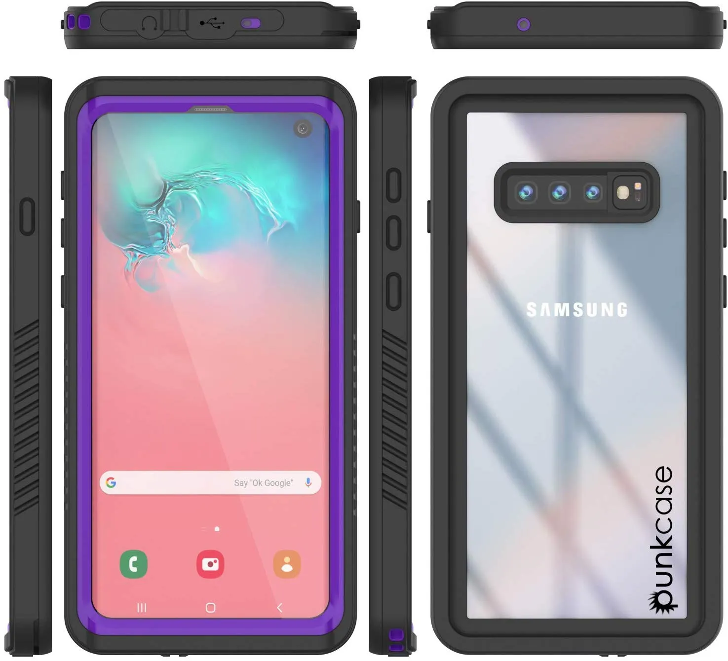 Galaxy S10 Water/Shockproof Slim Screen Protector Case [Purple]