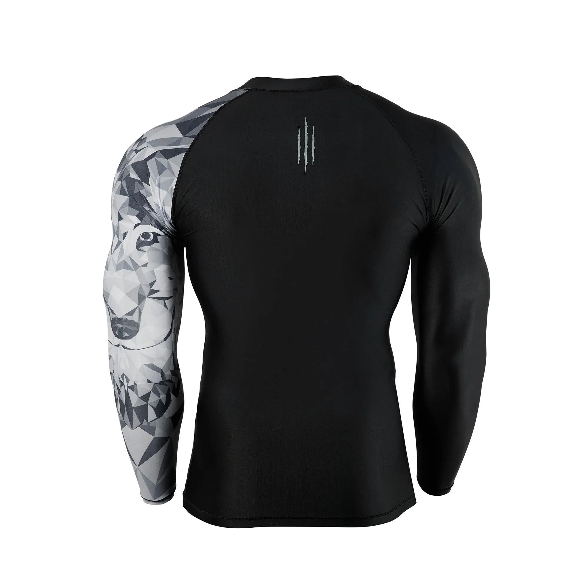 Geometric UPF50  Mens Rashguard with Zip - Wolf Style