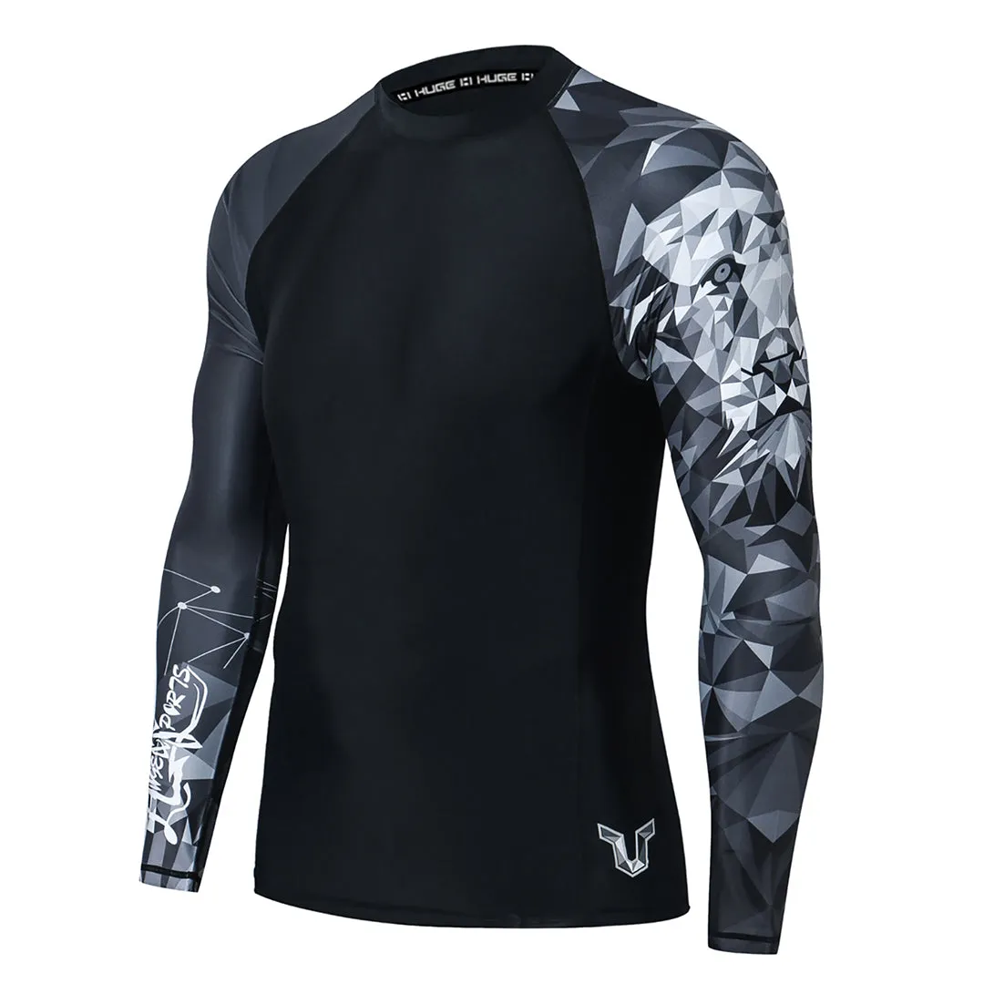 Graphic UPF50  Long Sleeve Rash Guard for Men - Lion Style