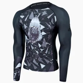 Graphic UPF50  Long Sleeve Rash Guards for Men - Shark Style