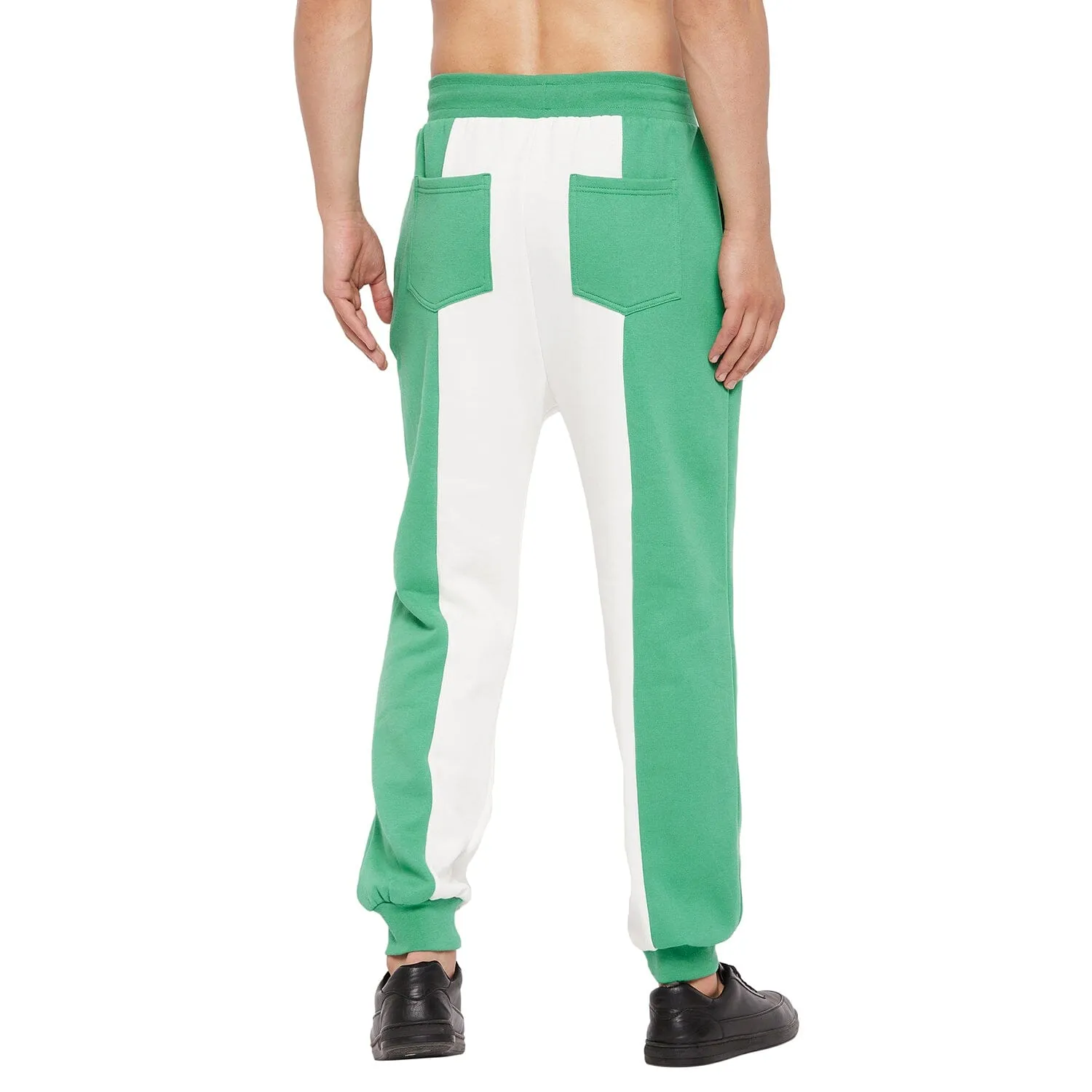 Green & White Cut-Sew Joggers