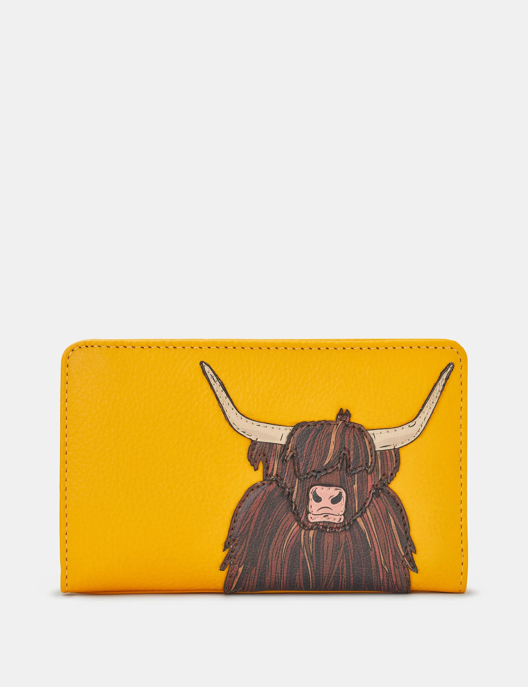 Highland Cow Yellow Leather Oxford Purse