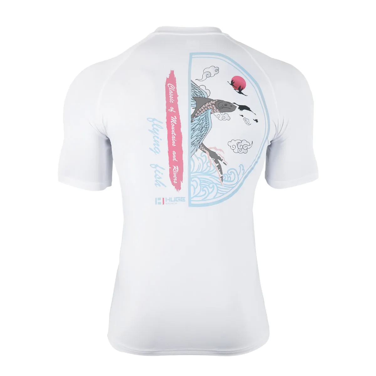 HUGE SPORTS UPF50  Men’s Short Sleeve Rash Guard  - White