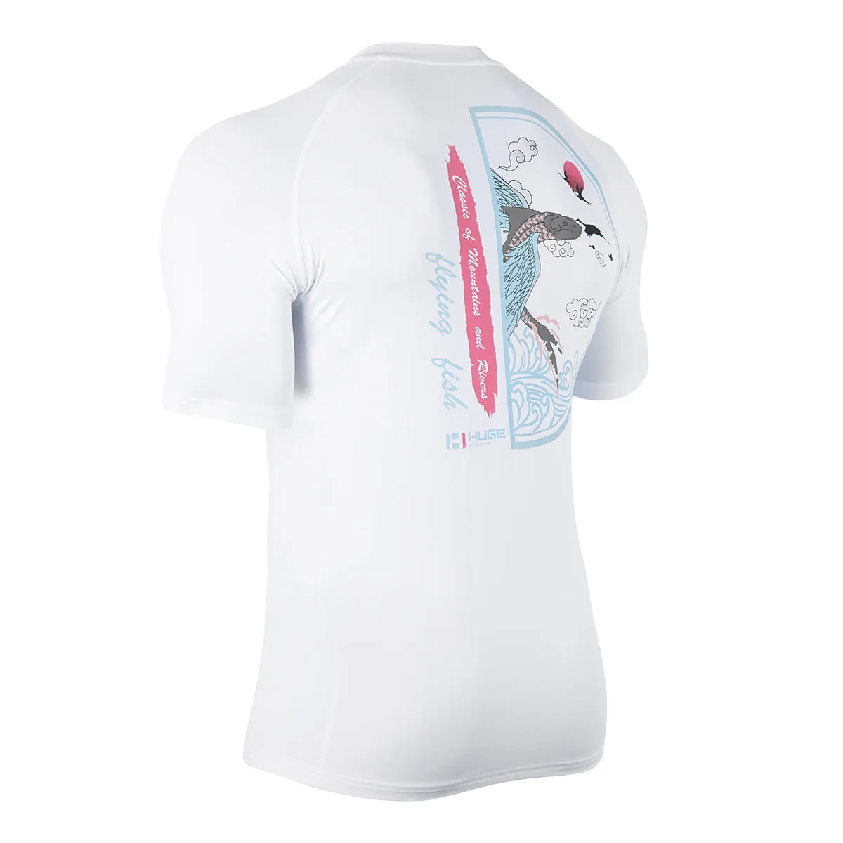 HUGE SPORTS UPF50  Men’s Short Sleeve Rash Guard  - White