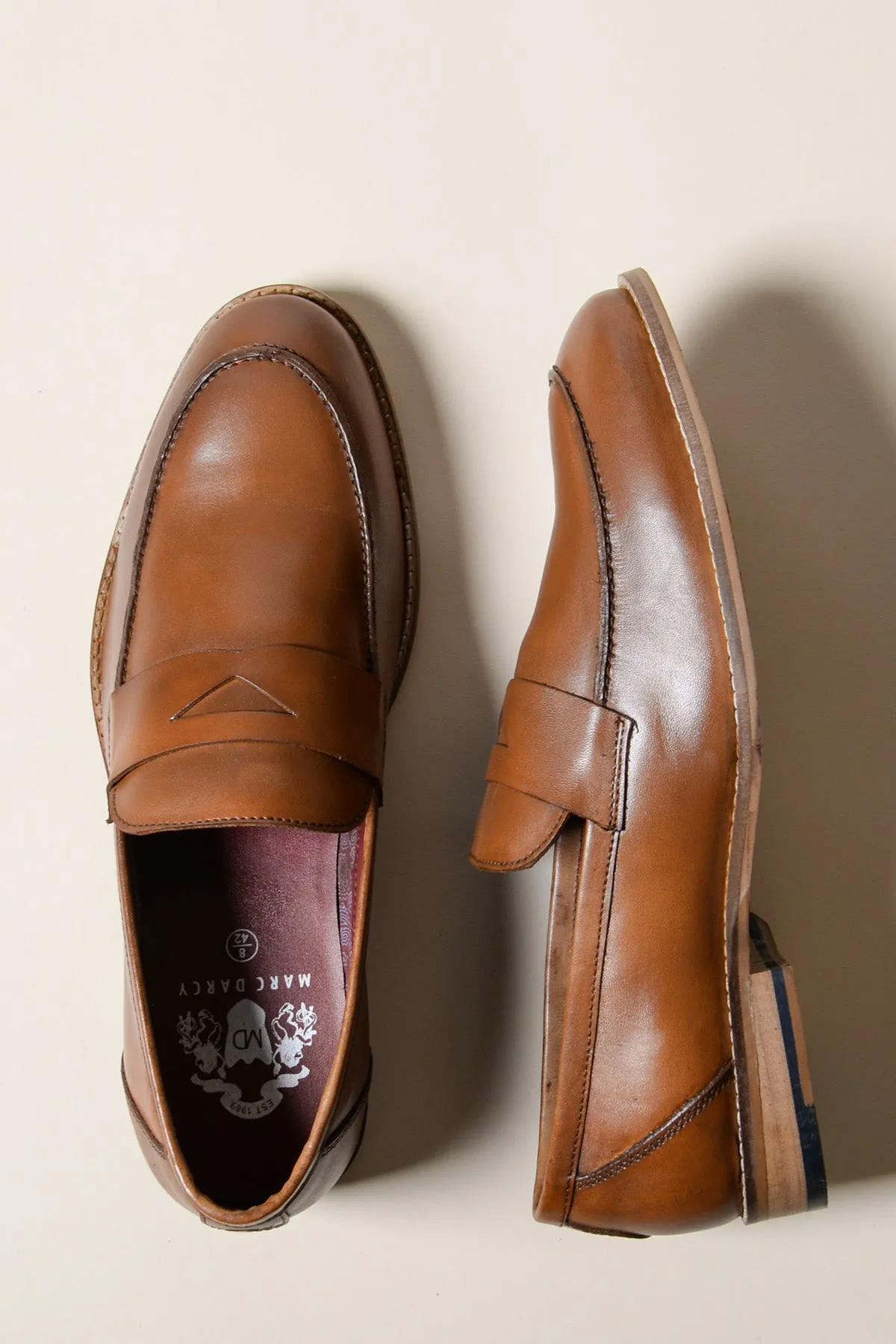 JASPER - Tan Leather Penny Loafer Shoe