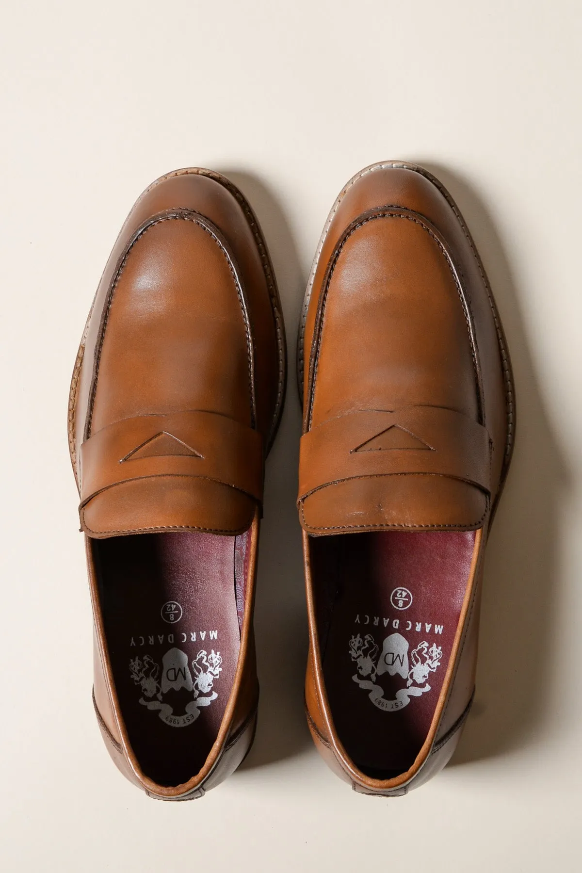 JASPER - Tan Leather Penny Loafer Shoe