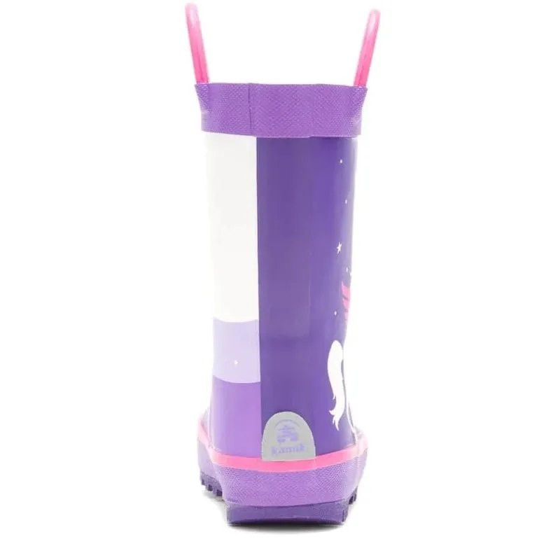 Kamik Purple Unicorn Girls Toddler Little Kids Rain Boot