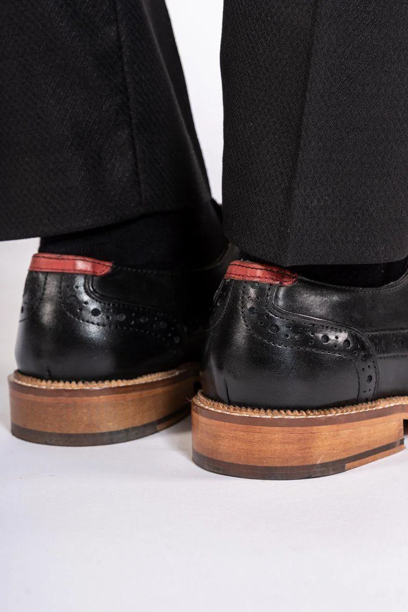 LARKIN - Black Leather Brogue Shoe