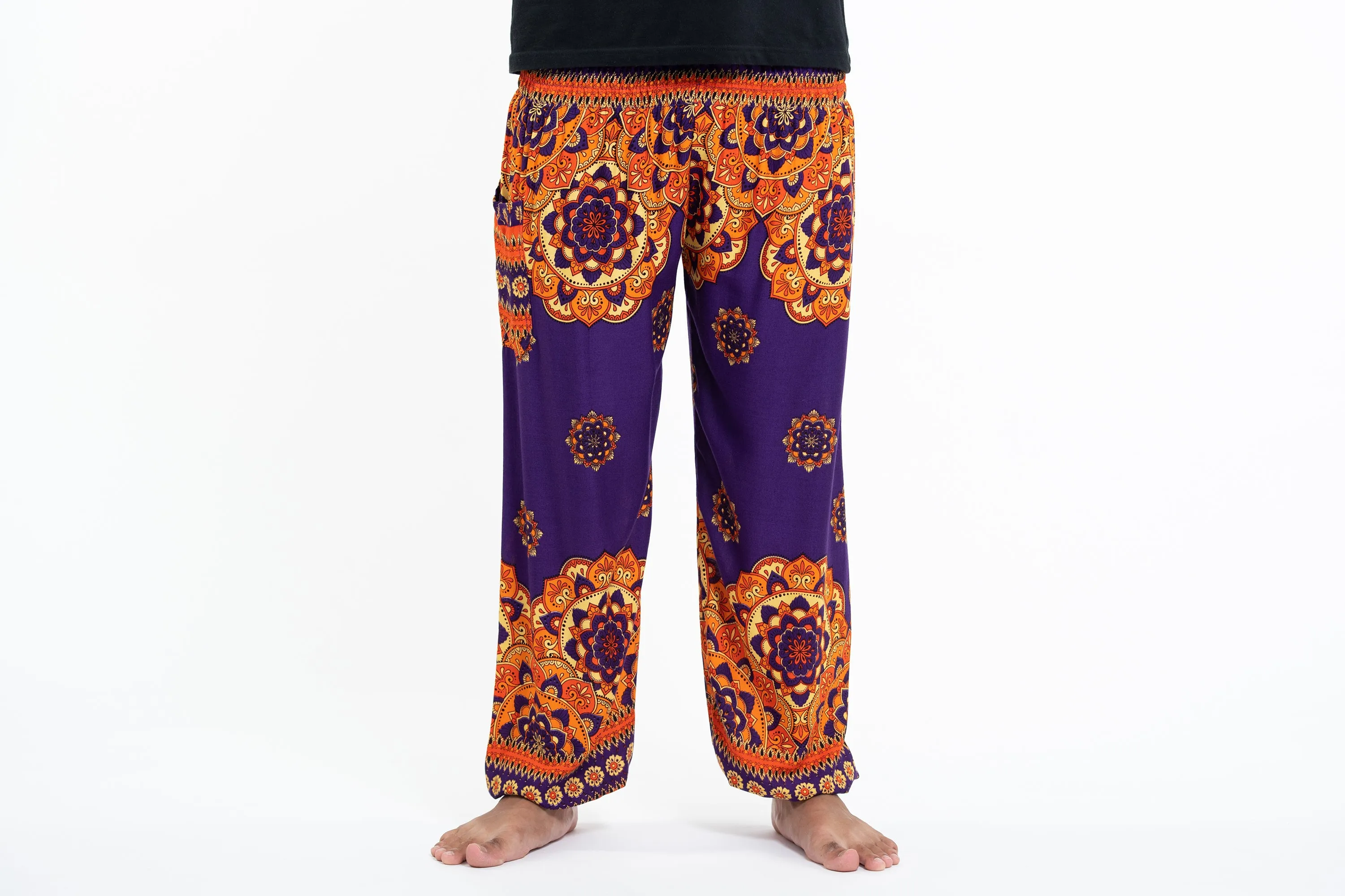 Lotus Mandalas Men's Harem Pants in Purple