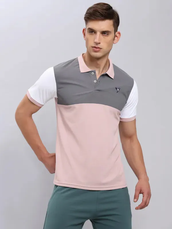 Men Colorblock Slim Fit Polo T-shirt with MATPIQ