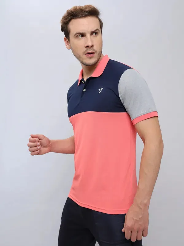 Men Colorblock Slim Fit Polo T-shirt with MATPIQ