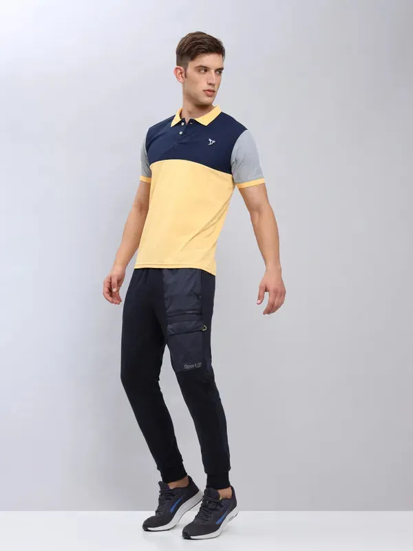 Men Colorblock Slim Fit Polo T-shirt with MATPIQ