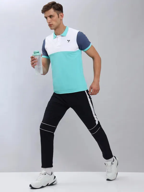 Men Colorblock Slim Fit Polo T-shirt with MATPIQ