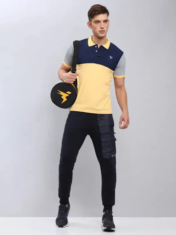 Men Colorblock Slim Fit Polo T-shirt with MATPIQ