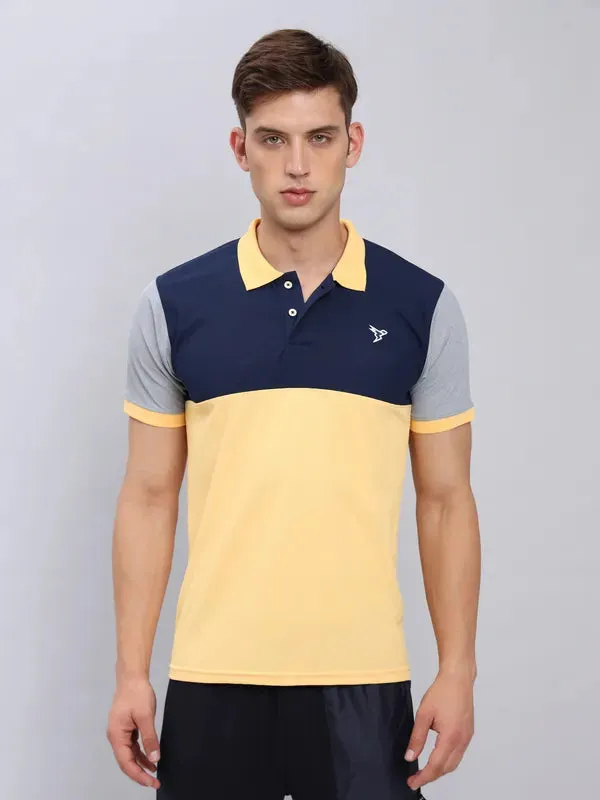 Men Colorblock Slim Fit Polo T-shirt with MATPIQ