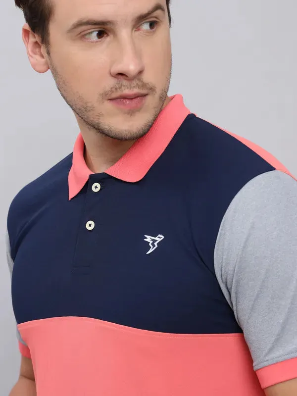 Men Colorblock Slim Fit Polo T-shirt with MATPIQ