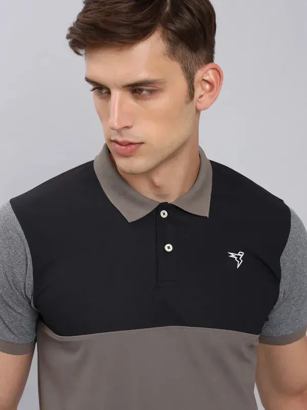 Men Colorblock Slim Fit Polo T-shirt with MATPIQ