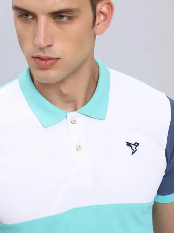 Men Colorblock Slim Fit Polo T-shirt with MATPIQ