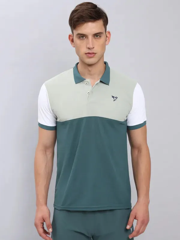 Men Colorblock Slim Fit Polo T-shirt with MATPIQ