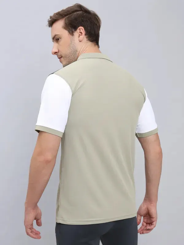 Men Colorblock Slim Fit Polo T-shirt with MATPIQ