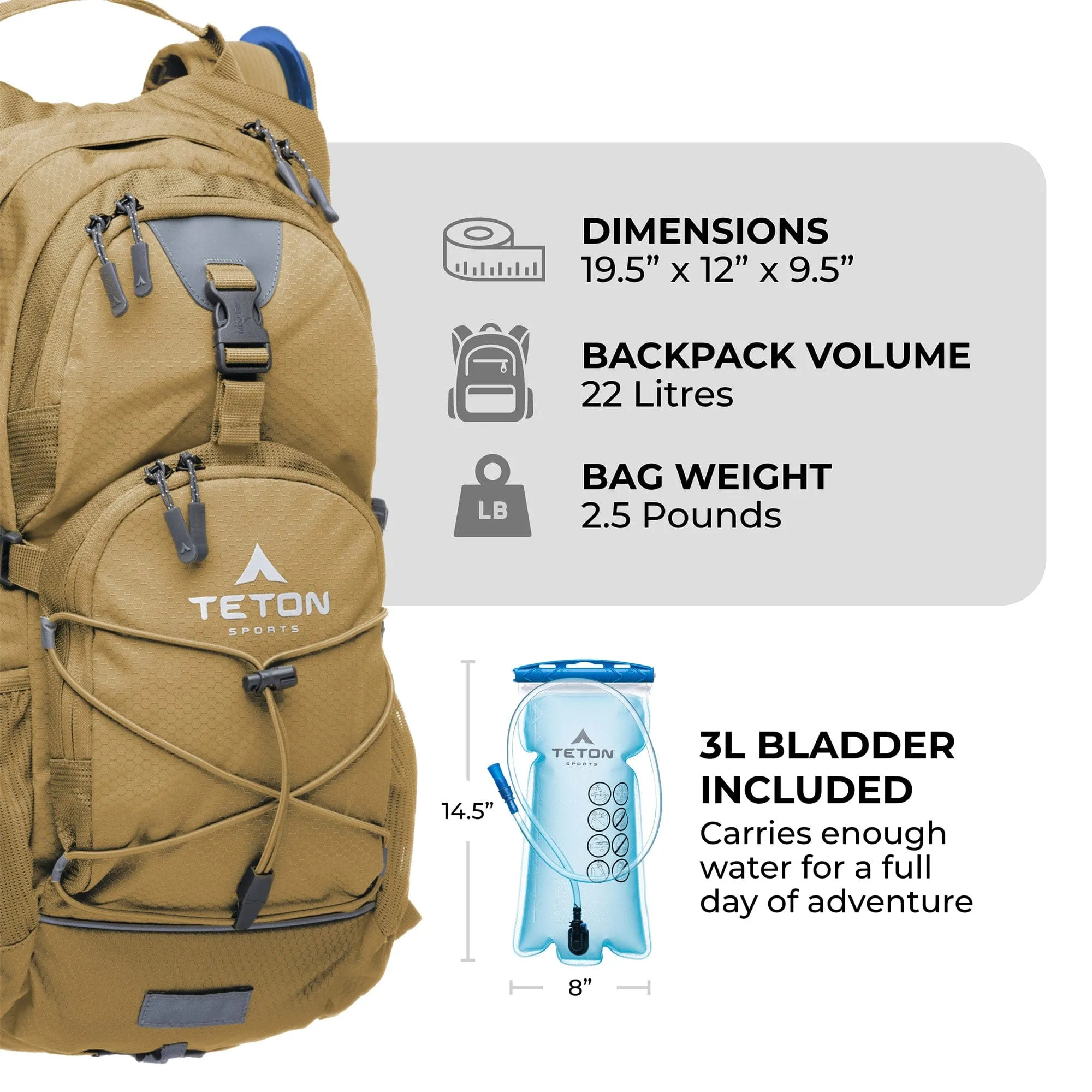 Oasis 22L Hydration Pack with 3L Bladder