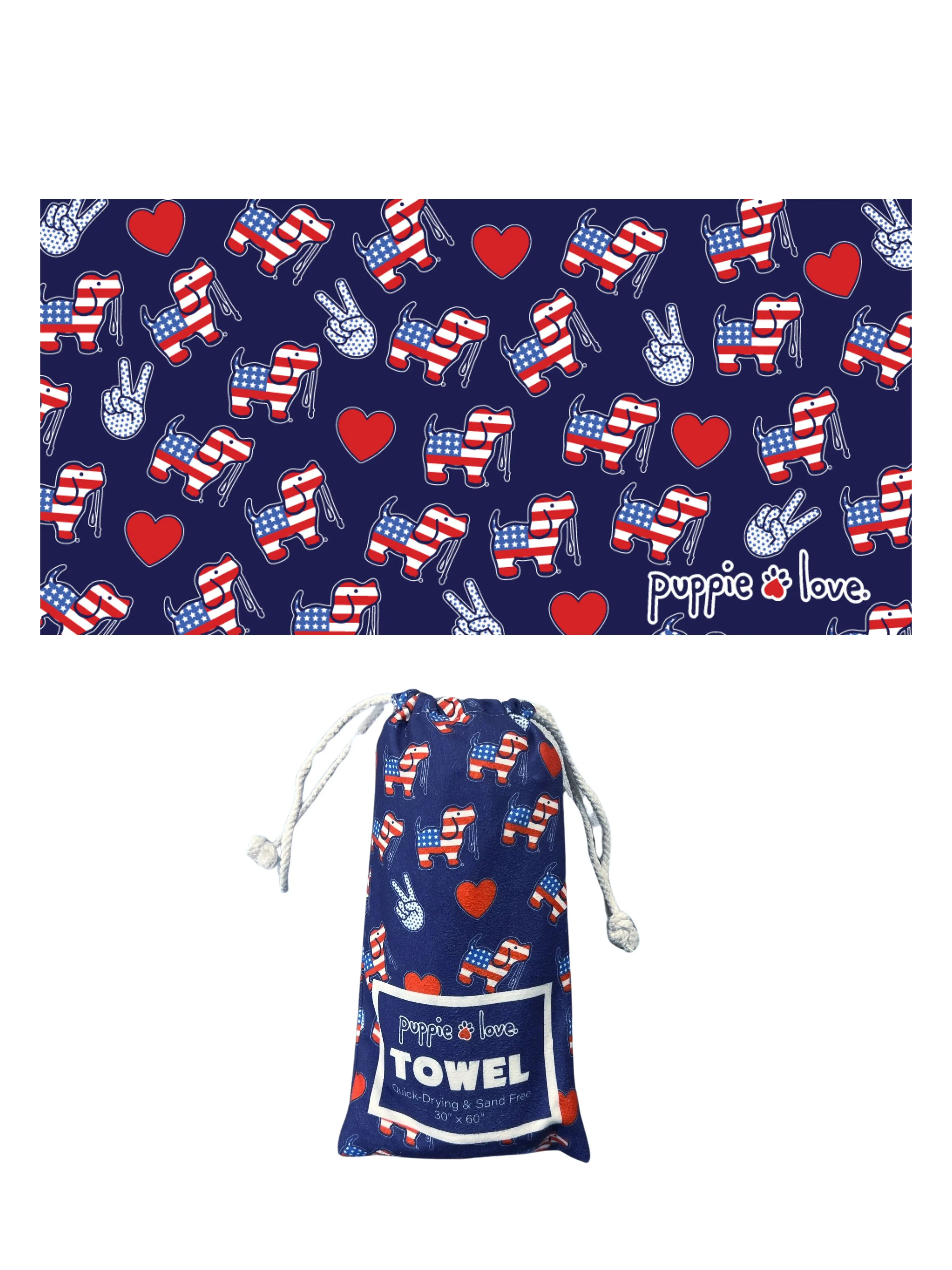 PEACE, LOVE, PUPPIES TOWEL