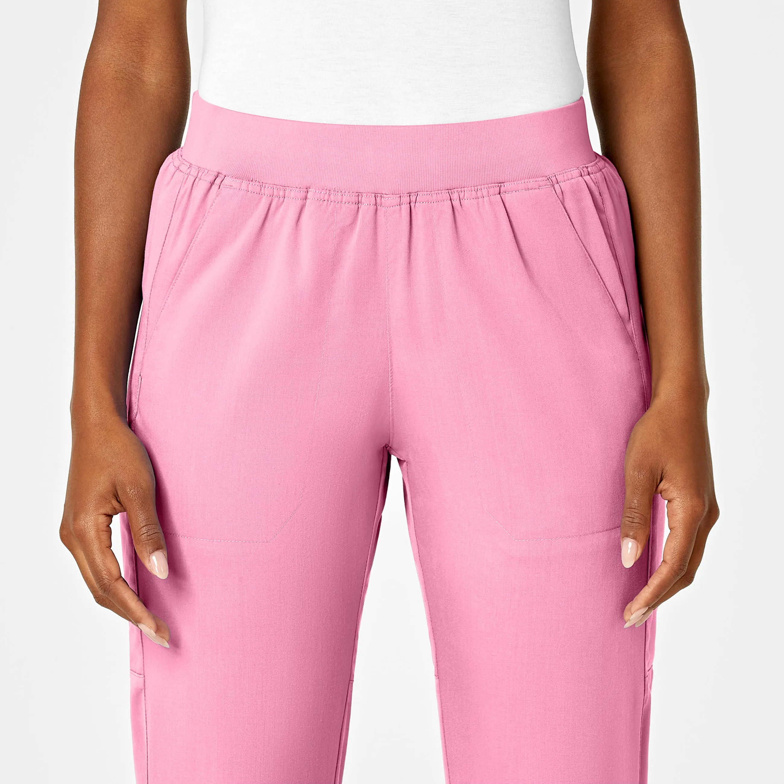 PRO Women's Knit Waist Cargo Scrub Pant - Pink Blossom