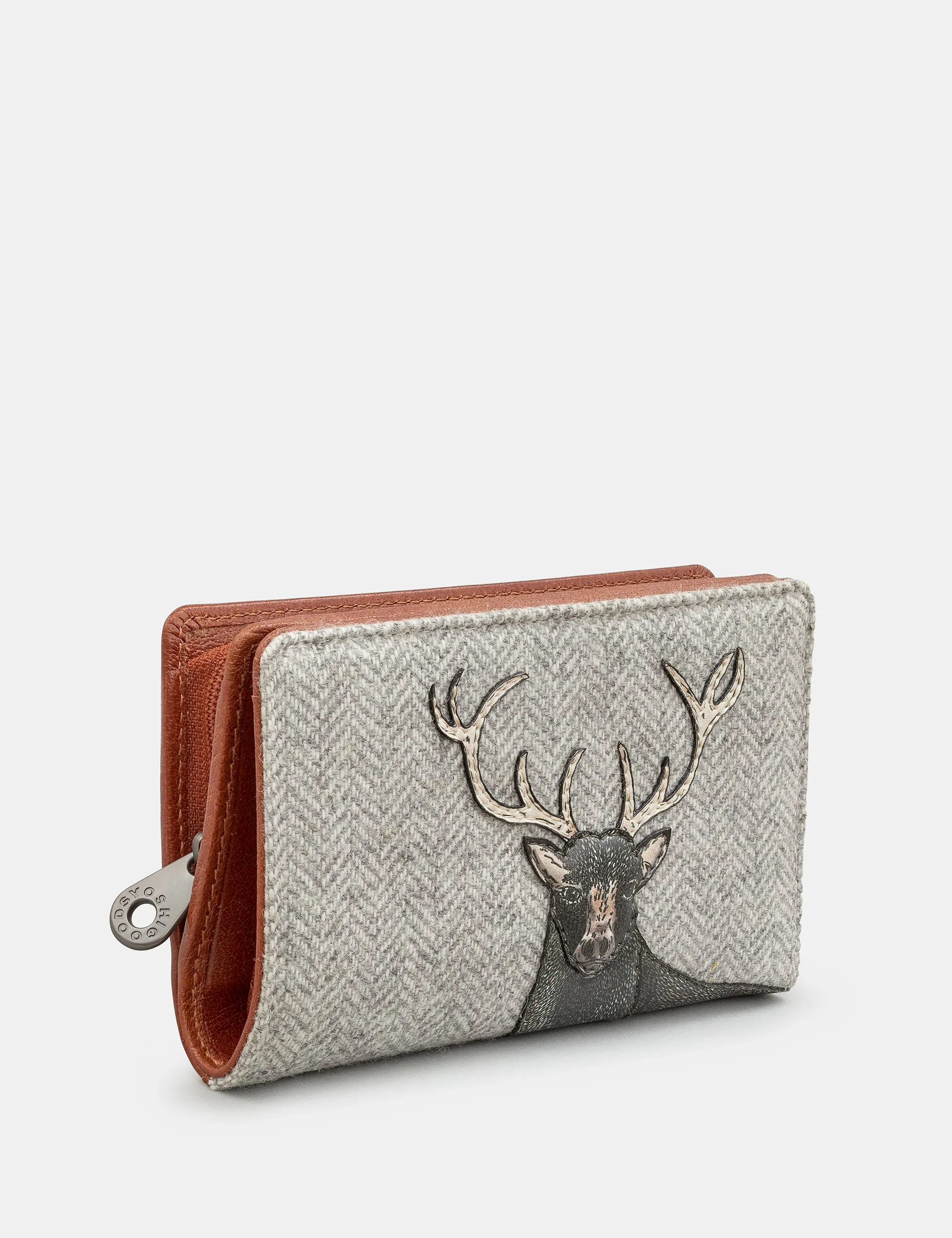 Stag Tweed & Brown Leather Oxford Purse