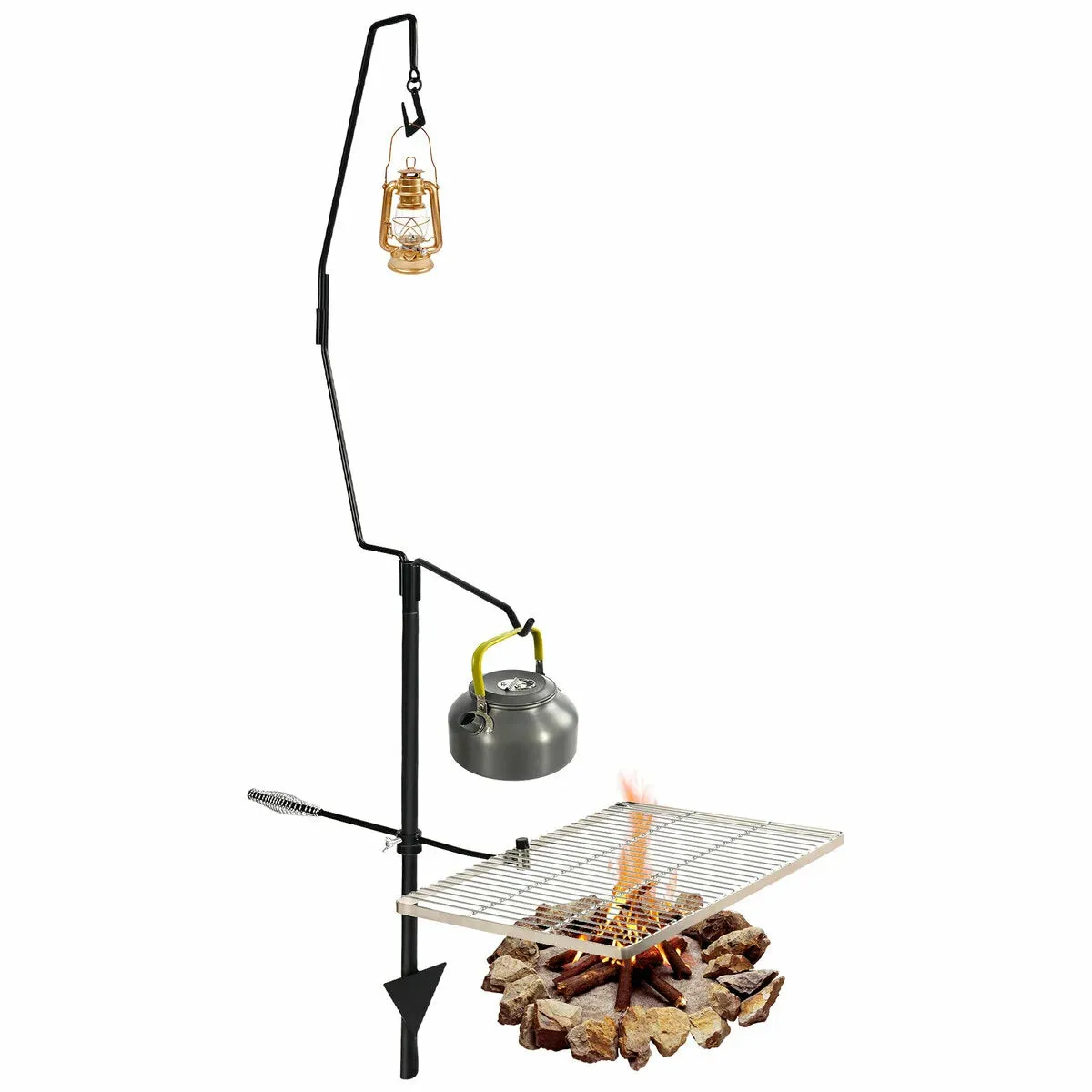 Swivel Campfire Grill Grate with Lamp Holder